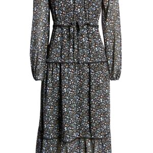 FLORET STUDIO LONG SLEEVED BLACK FLORAL SZ XL DRESS